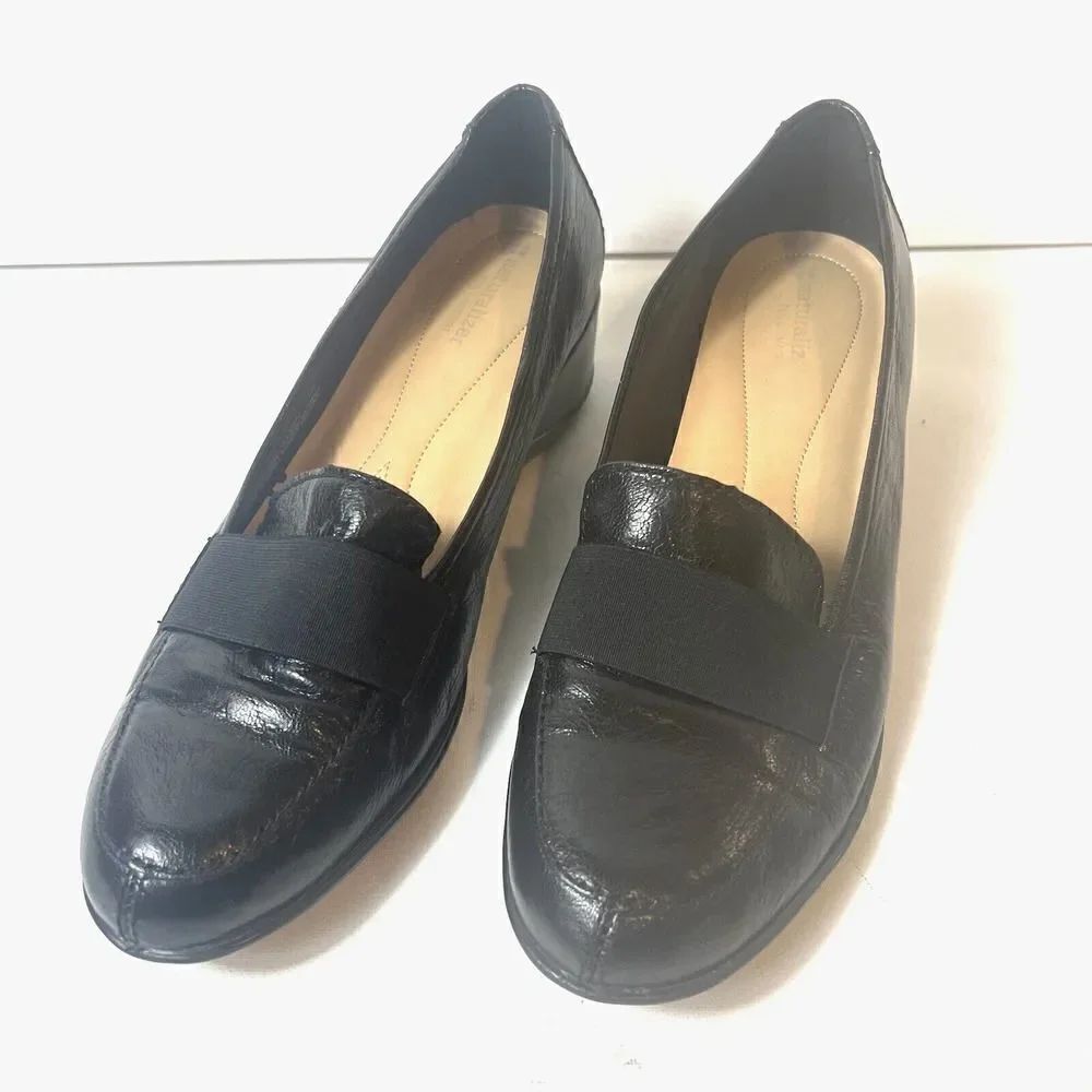 Naturalizer N5 Comfort Leather Wedge Womens 11N Black Classic Pumps Shoe Slip On